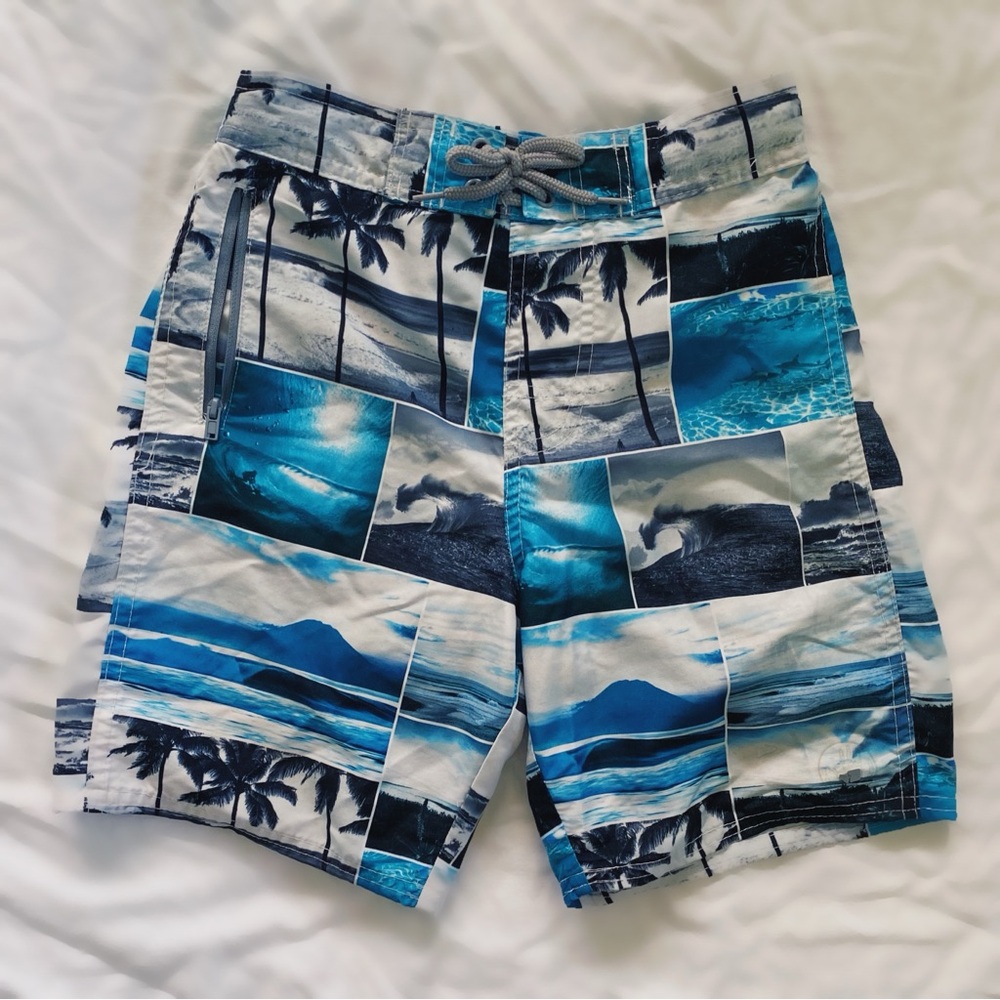 Kids Blue/White Swim Shorts